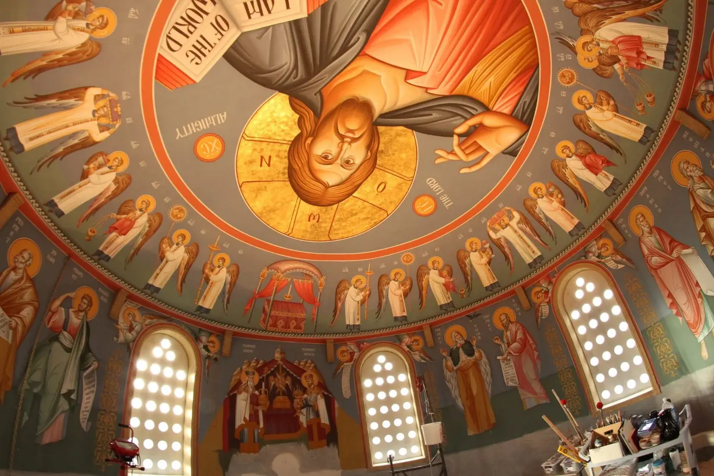 Interior dome with Christ Pantocrator, angels and saints